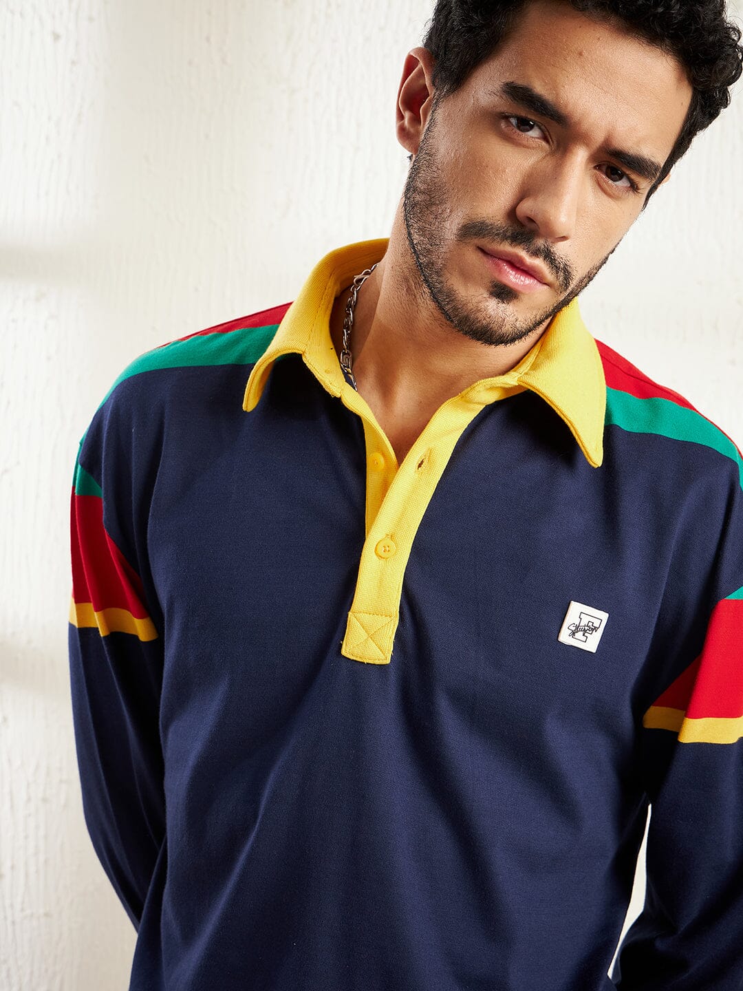 Oversized long sales sleeve polo shirt
