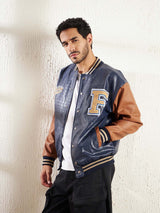 Navy Pu Croc Varsity Jacket Jackets Fugazee 