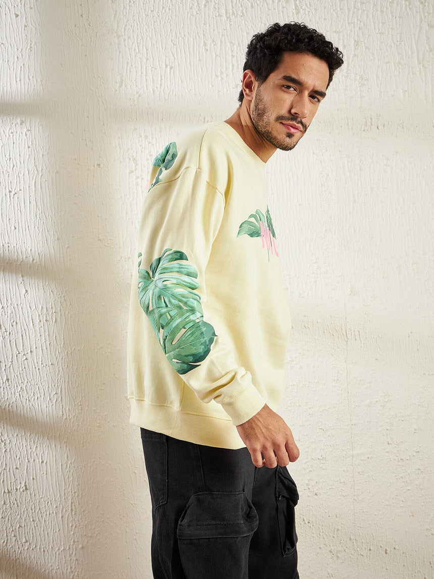 Cream Nurture Graphic Oversized Sweatshirt