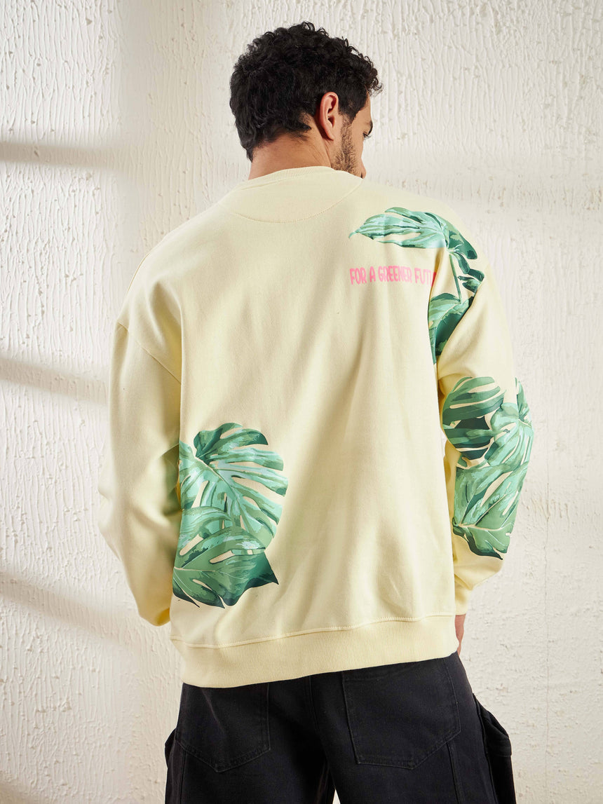 Cream Nurture Graphic Oversized Sweatshirt