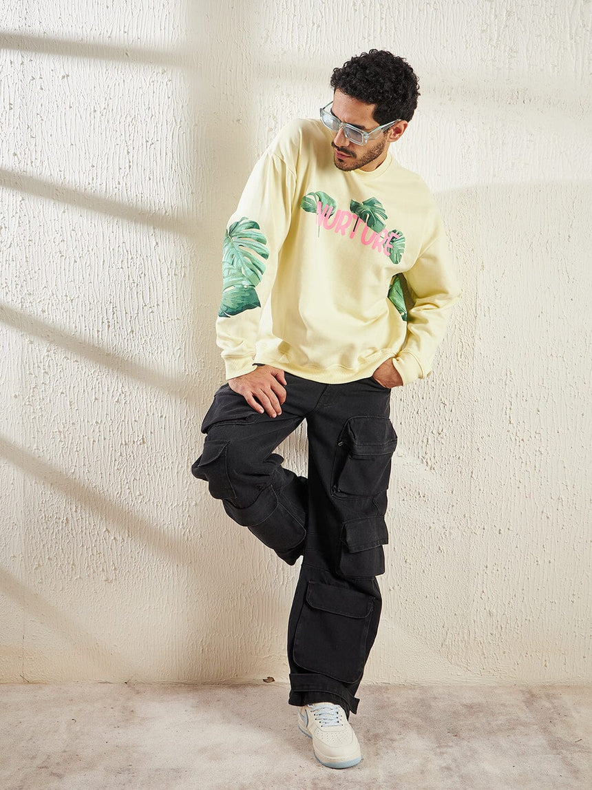 Cream Nurture Graphic Oversized Sweatshirt