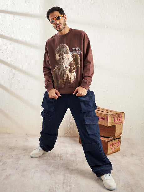Brown Summit Seeker Oversized Sweatshirt Sweatshirts Fugazee 