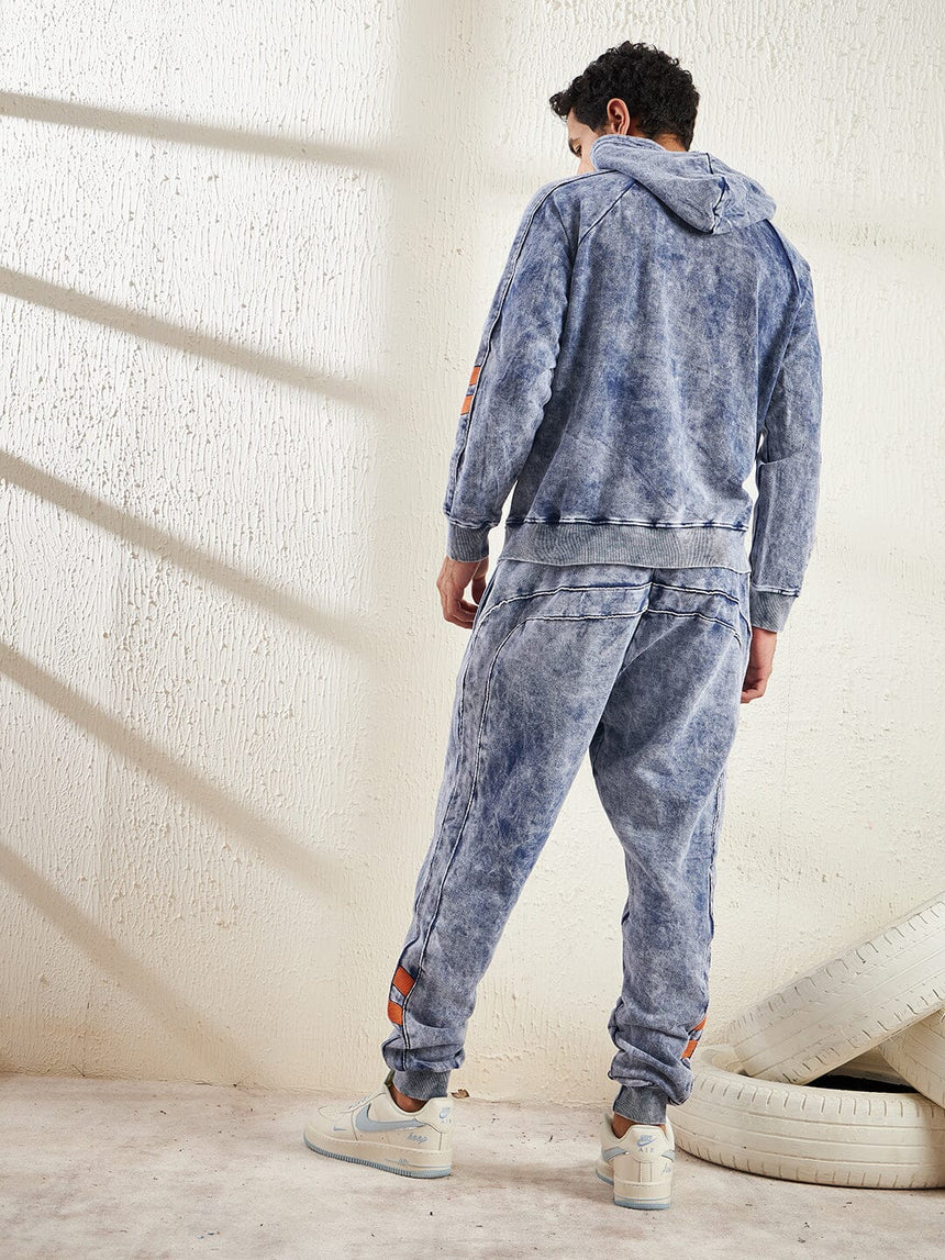 Indigo Oversized Piping Detailed Sweatshirt and Joggers Combo Tracksuit Tracksuits Fugazee 