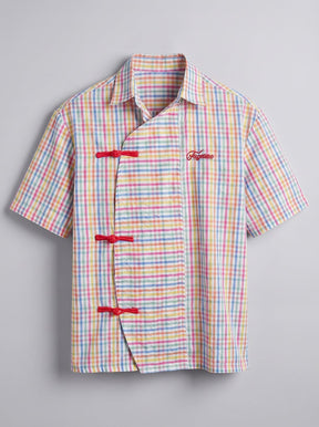 Technicolour Striped Seersucker Cropped Shirt Shirts Fugazee 