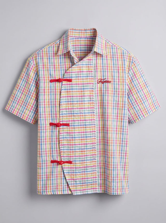 Technicolour Striped Seersucker Cropped Shirt Shirts Fugazee 