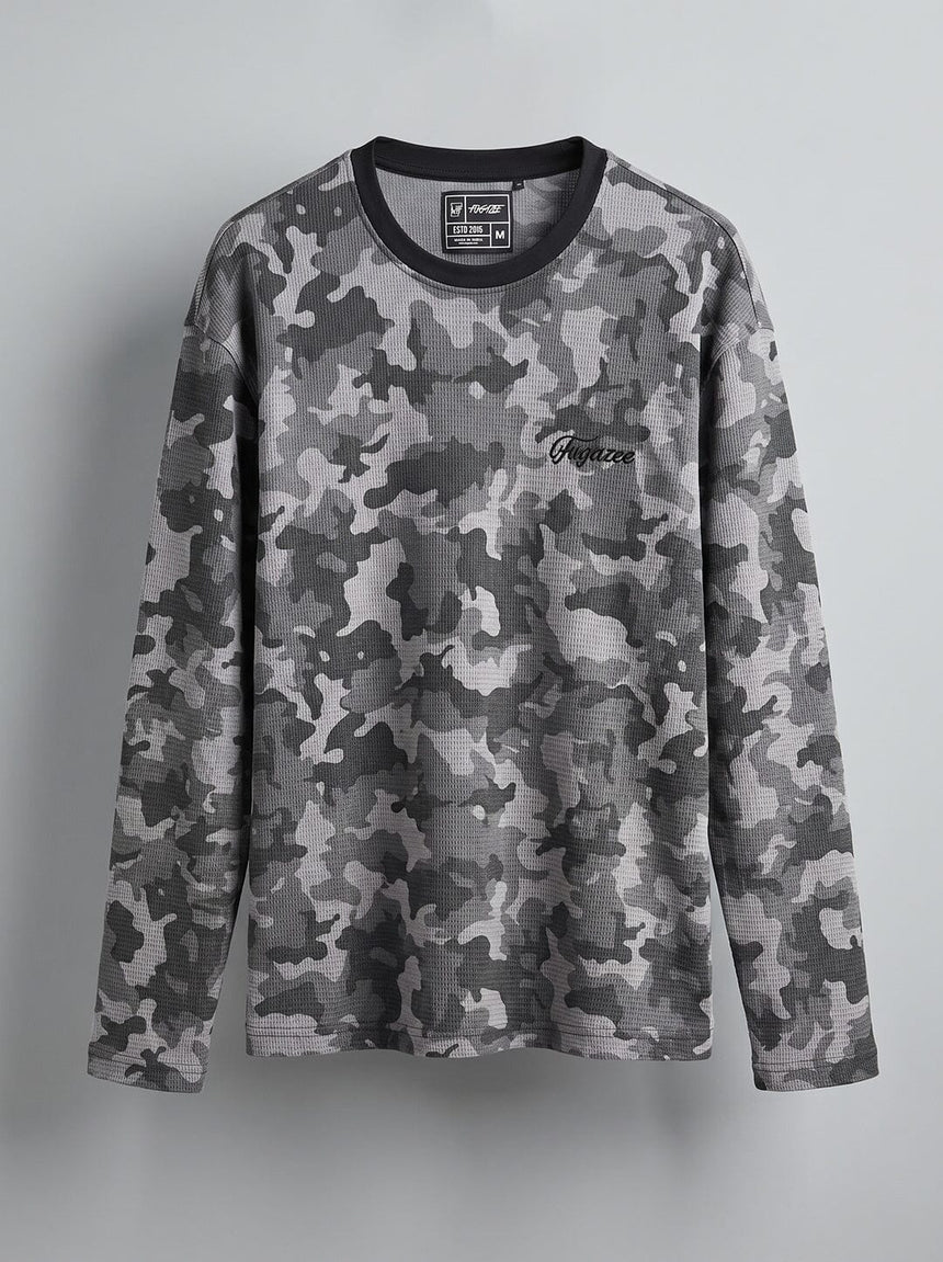Grey Camo Waffle Longsleeve Tshirt T-Shirts Fugazee 