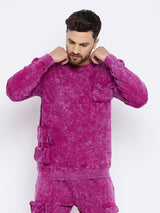 Magenta Washed Oversized Sweatshirt Sweatshirts Fugazee 