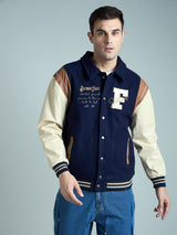 Navy Statement Woollen Varsity Jacket Jackets Fugazee 