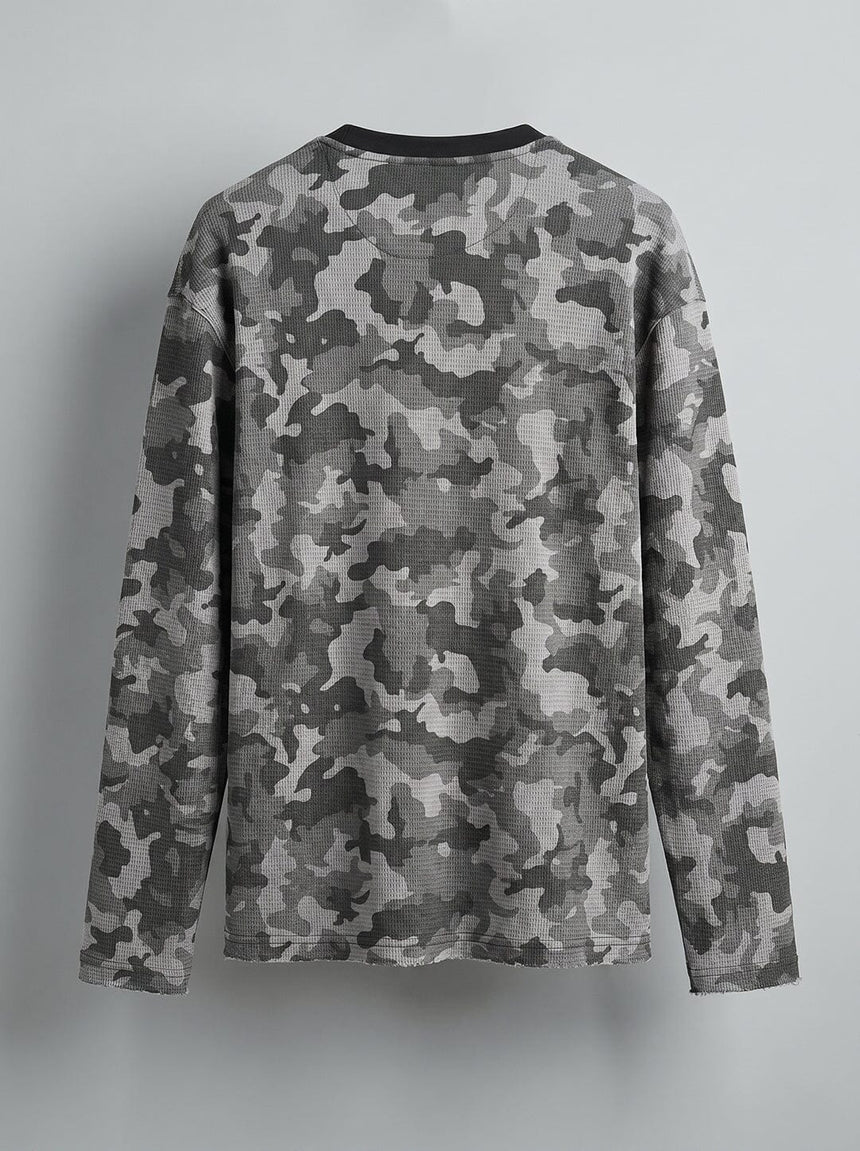 Grey Camo Waffle Longsleeve Tshirt T-Shirts Fugazee 