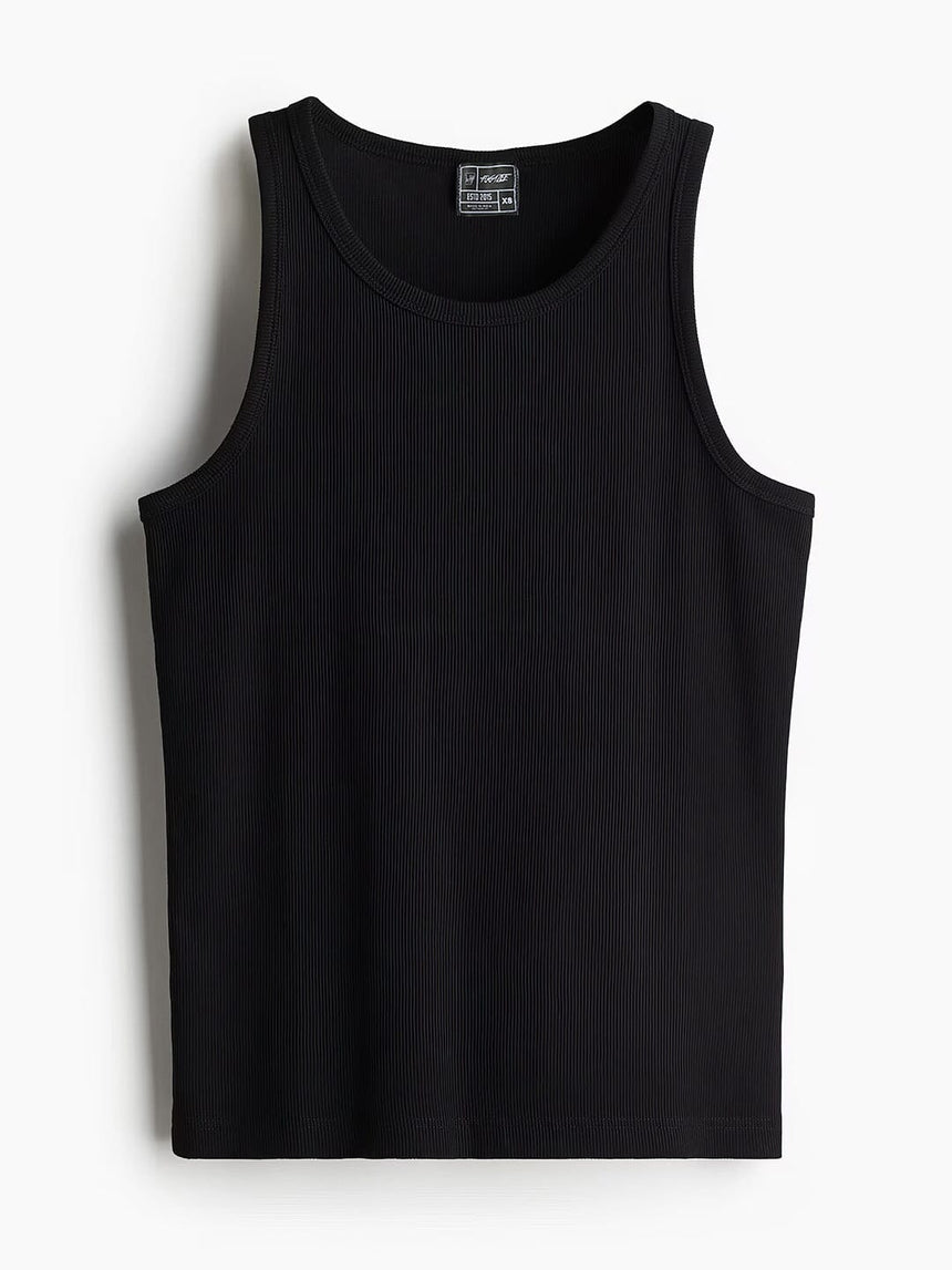 Black Ribbed Muscle Fit Vest T-Shirts Fugazee 
