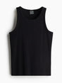 Black Ribbed Muscle Fit Vest T-Shirts Fugazee 