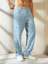 Blue Checkered Distressed Jeans Jeans Fugazee 