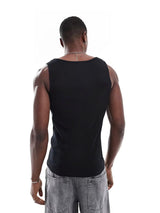 Black Ribbed Muscle Fit Vest T-Shirts Fugazee 