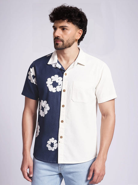 Floral Split Corduroy Denim Shirt Shirts Fugazee 