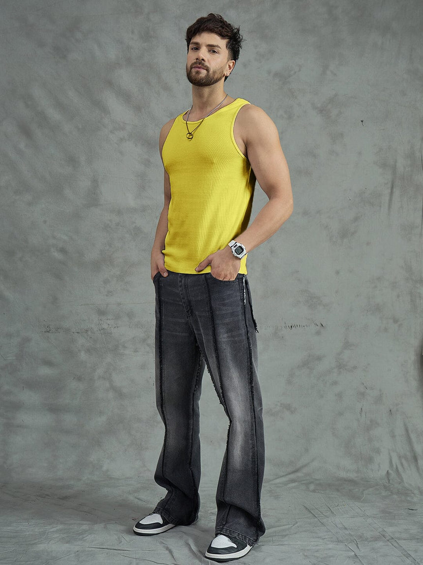 Chrome Yellow Ribbed Vest T-Shirts Fugazee 