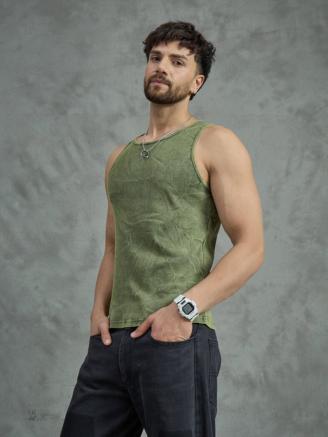 Green Acid Ribbed Vest T-Shirts Fugazee 