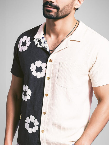 Floral Split Corduroy Denim Shirt Shirts Fugazee 