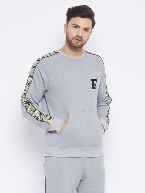 Grey Oversized Camo Taped Sweatshirt Sweatshirts Fugazee 