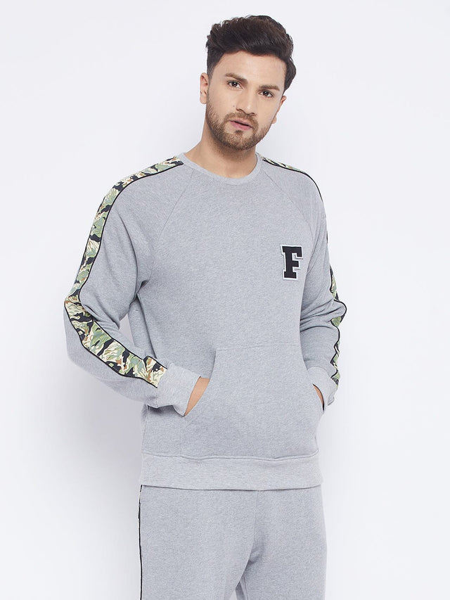 Grey Oversized Camo Taped Sweatshirt Sweatshirts Fugazee 