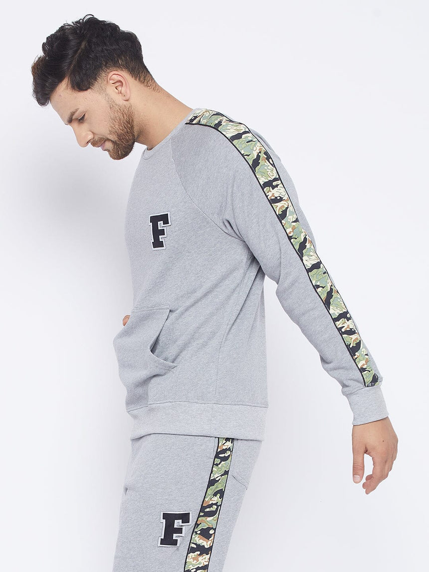 Grey Oversized Camo Taped Sweatshirt Sweatshirts Fugazee 