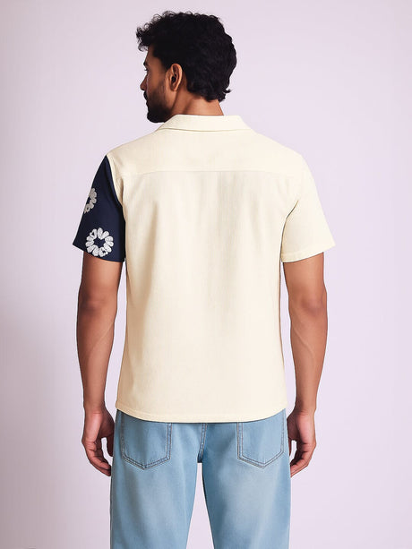 Floral Split Corduroy Denim Shirt Shirts Fugazee 