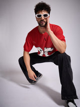 Red Knitted PU Appliqu√© Tshirt T-Shirts Fugazee 