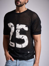 Black Knitted Pu Applique Tshirt T-Shirts Fugazee 