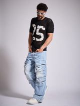 Black Knitted Pu Applique Tshirt T-Shirts Fugazee 
