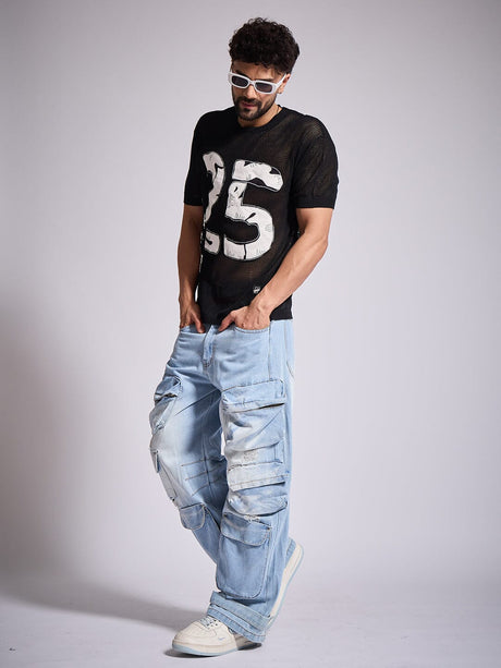 Black Knitted Pu Applique Tshirt T-Shirts Fugazee 