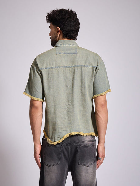 Indigo Tinted Raw Edge Shirt Shirts Fugazee 
