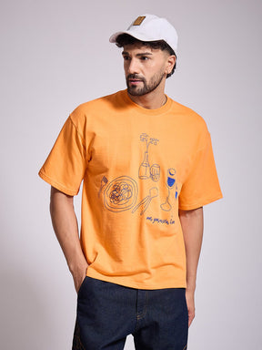 Orange Oversized Embroidery Tshirt T-Shirts Fugazee 