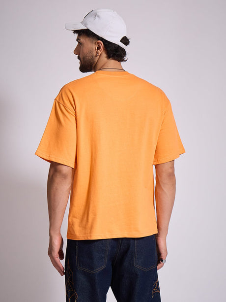 Orange Oversized Embroidery Tshirt T-Shirts Fugazee 