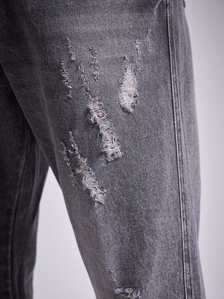 Grey Distressed Flared Denim Jeans Fugazee 