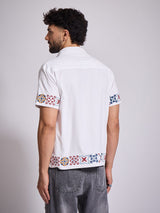 White Patterned Embroidered Corduroy Shirt Shirts Fugazee 