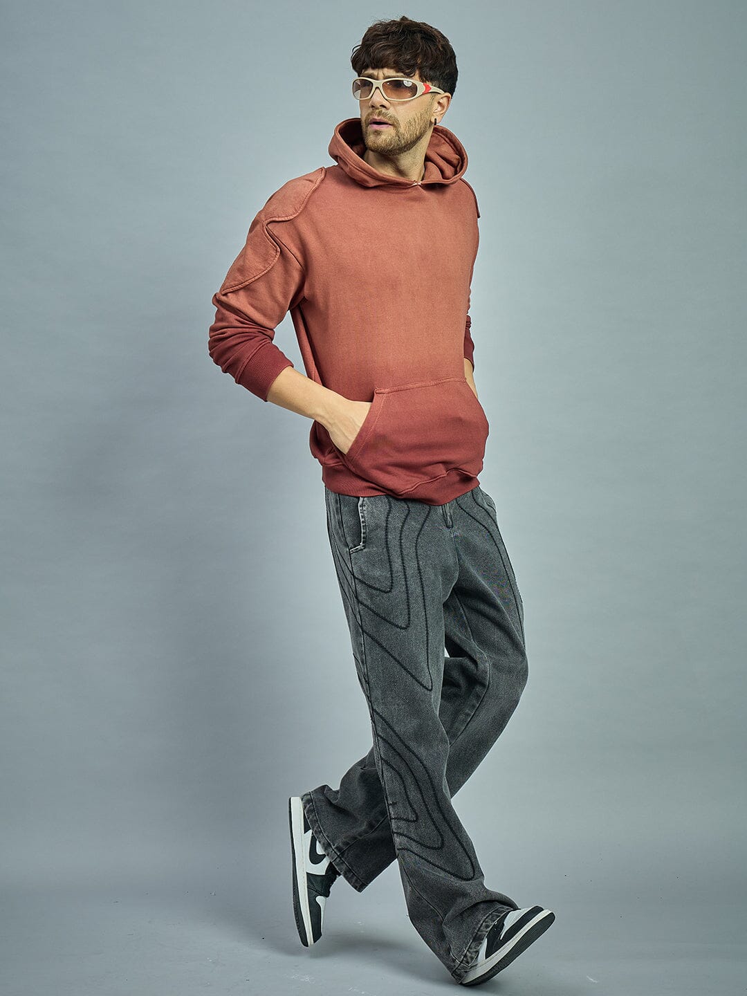 Brown Ombre Shoulder Patch Oversized Hoodie | Buy Mens Brown Ombre Shoulder Patch Oversized Hoodie | Buy Mens