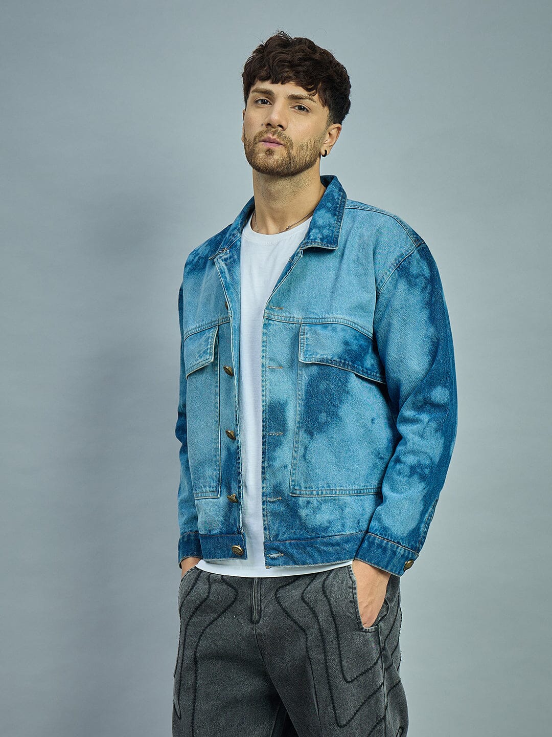 Bleach Washed Cropped Denim Jacket| Buy Men Jacket | Fugazee – FUGAZEE