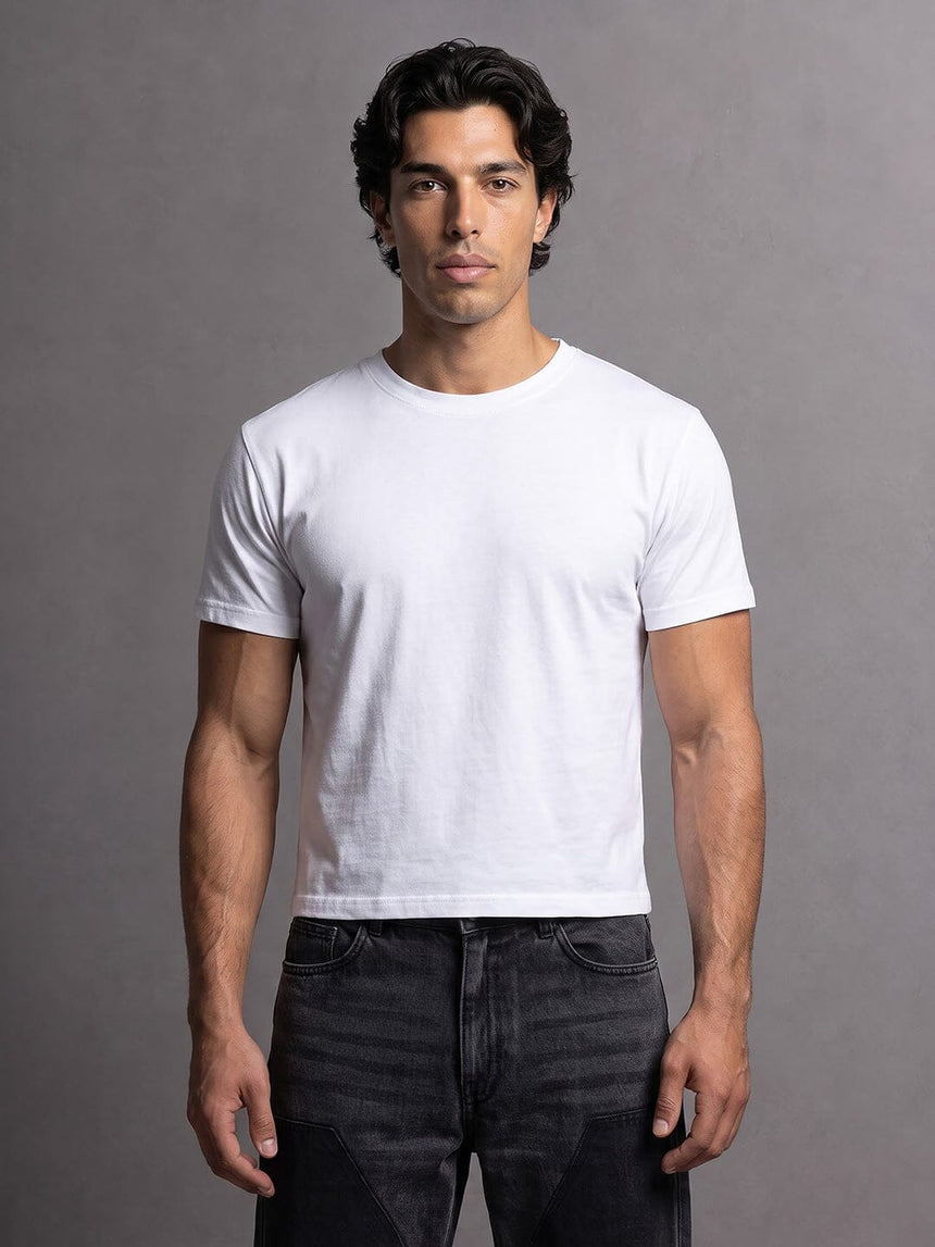 White Solid Cropped Tshirt T-Shirts Fugazee 