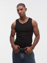 Black Ribbed Muscle Fit Vest T-Shirts Fugazee 