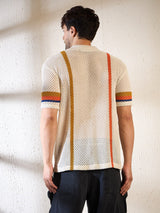 Ecru Crochet Striped Knitted Shirt Shirts Fugazee 