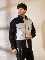 Black & Grey Contrast Panel Oversized Shirt Shirts Fugazee 