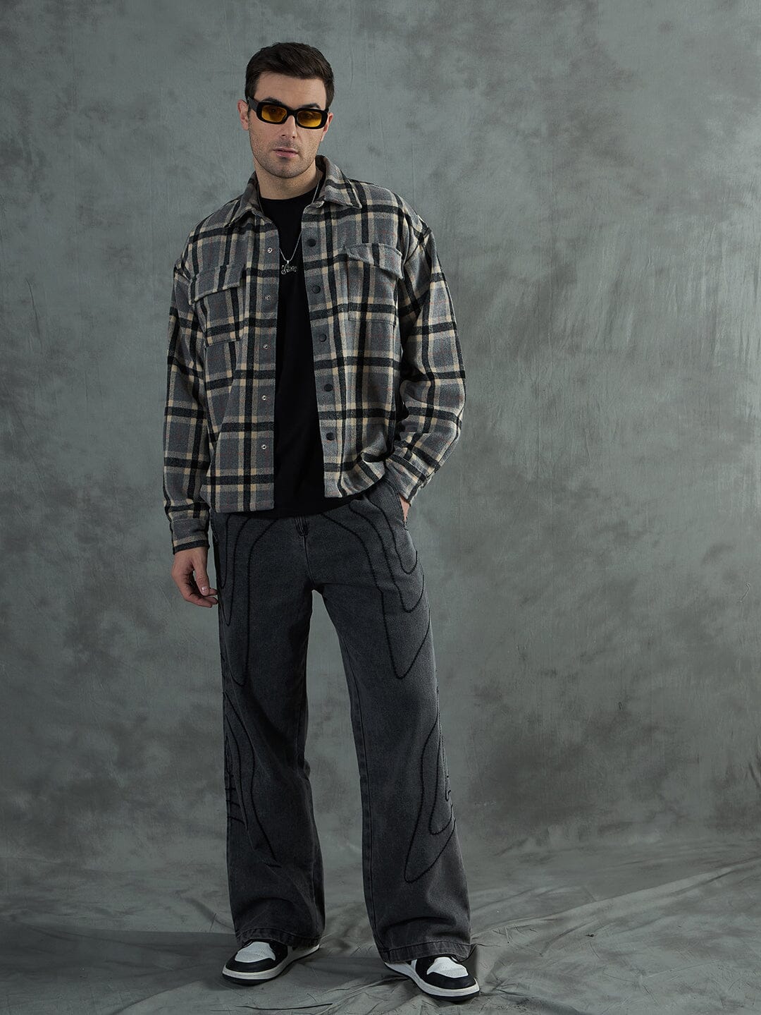 URU(ウル)/WOOL CHECK OVER SHIRTS/Gray URU / ウル | WOOL CHECK OVER SHIRTS - Gray | 通販 - 正規取扱