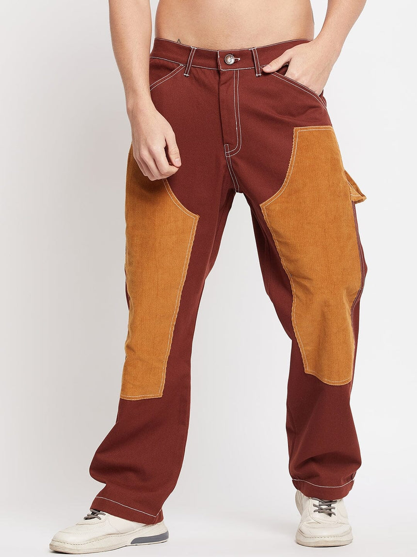 Brown Carpenter Corduroy Panel Pants Trousers Fugazee 