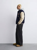 Navy Cupid Sniper Hooded Varsity Jacket Jackets Fugazee 