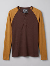 Brown & Tan Raglan Ribbed Henley Tshirt T-Shirts Fugazee 