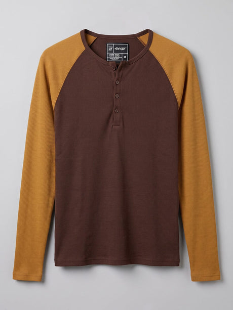 Brown & Tan Raglan Ribbed Henley Tshirt T-Shirts Fugazee 