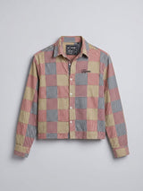 Checkered Patchwork Cropped Shirt Shirts Fugazee 