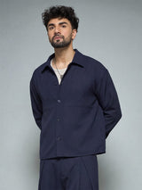 Midnight Blue Minimalist Korean Shacket Shackets Fugazee 