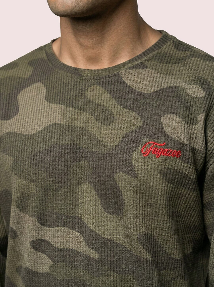 Camo Waffle Cropped Longsleeve Tshirt T-Shirts Fugazee 