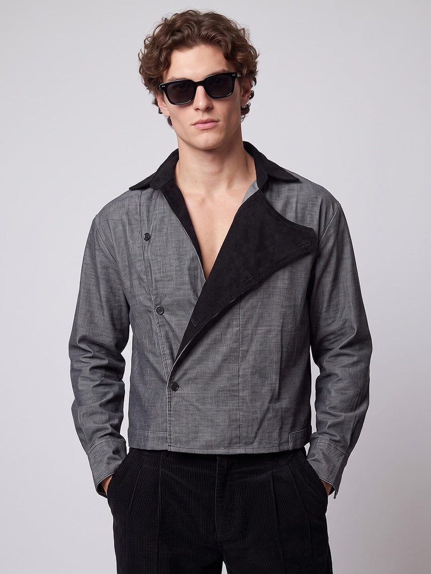 Charcoal Corduroy Dapper Cropped Shirt Shirts Fugazee 