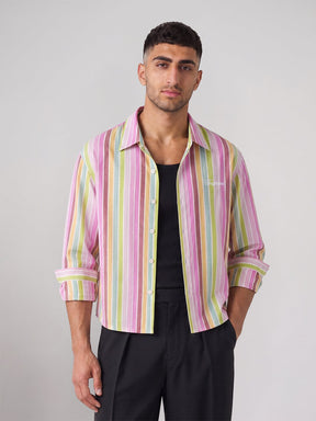 Carinval Striped Cropped Shirt Shirts Fugazee 